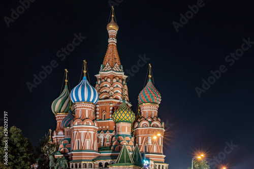 Moscow, Red Square, St. Basil's Cathedral night view