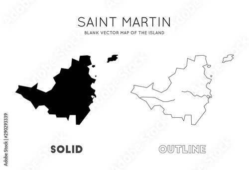 Saint Martin map. Blank vector map of the Island. Borders of Saint Martin for your infographic. Vector illustration. photo