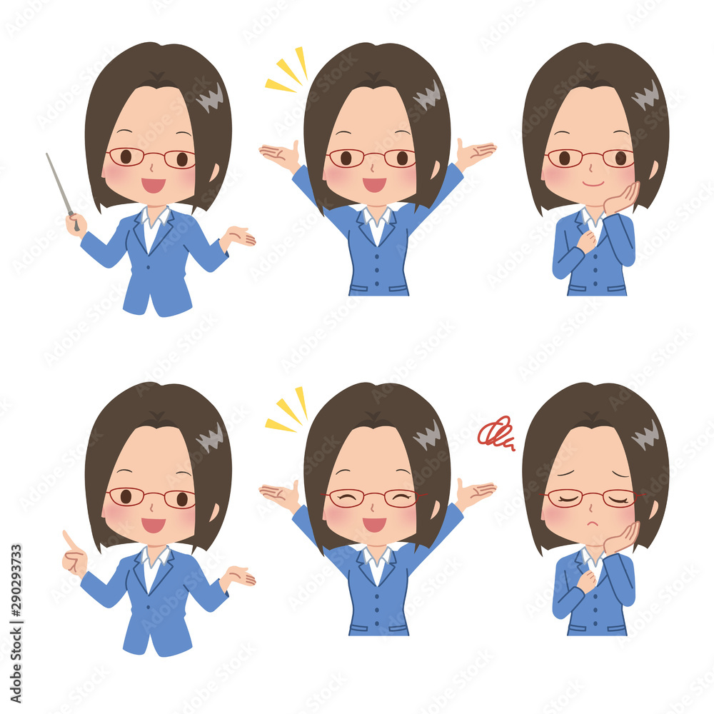 ビジネスウーマン　ポーズ　セット