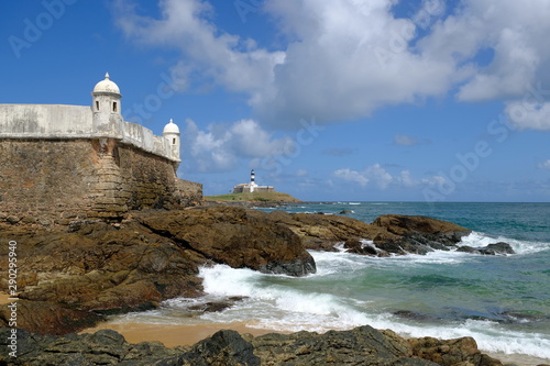 Brazil Salvador Santa Maria Fort view to Lighthouse Bahia Farol da Barra © Marko