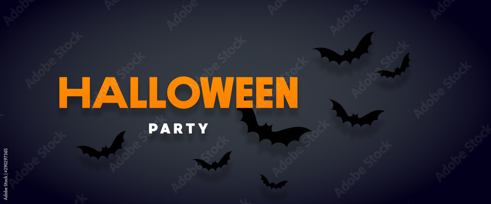 Halloween holiday background with bats flying over orange background. Halloween concept. Flat lay Halloween holiday background with bats flying over orange background. Halloween concept. Flat lay