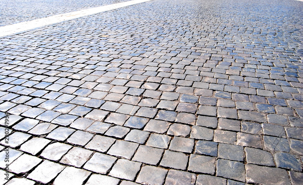 Stone pavement in a city. patterned stone pavement.