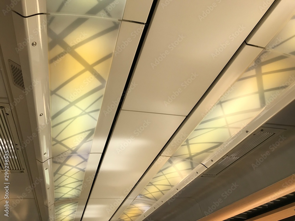 Fototapeta premium Japanese Modern Style Ceiling in a Luxurious Train