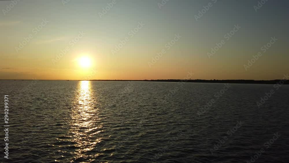Sunset at Wadden sea dolly shot taken from the ferry Sunset at Wadden sea dolly shot taken from the ferry