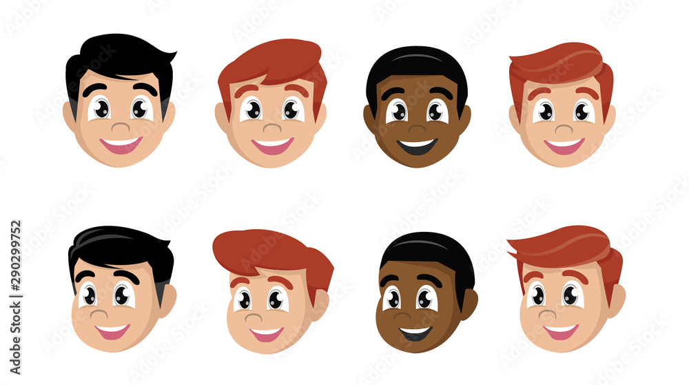 Cartoon character, Set Man faces cartoon heads. Cartoon character, Set Man faces cartoon heads.