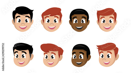 Cartoon character, Set Man faces cartoon heads.