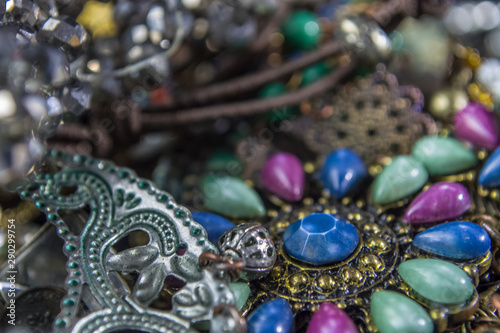 Detailed view of various women Jewelry and props
