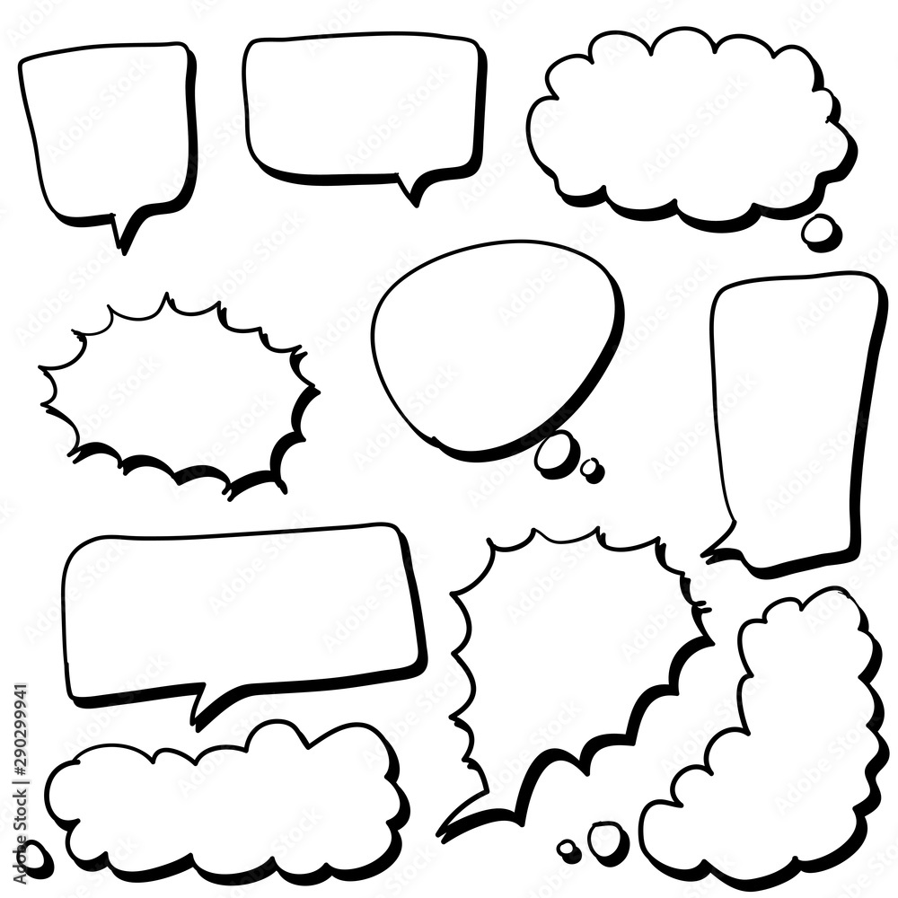 Fototapeta premium Hand drawn doodle speech bubbles set illustration