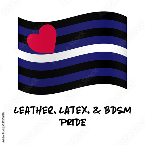 Leather, Latex, & BDSM pride flag background. Symbol leather or BDSM bondage & discipline, dominance and submission, sadomasochism subculture. LGBT movement. LGBTQ community. Vector illustration.