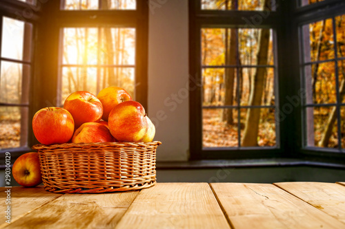 Autumn window and free space for your decoration. 