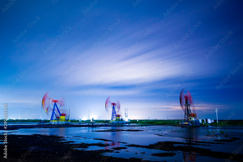 Oil pump at night