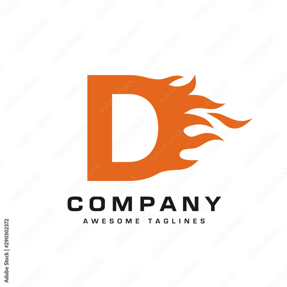 creative Letter d and fire Logo template design vector concept