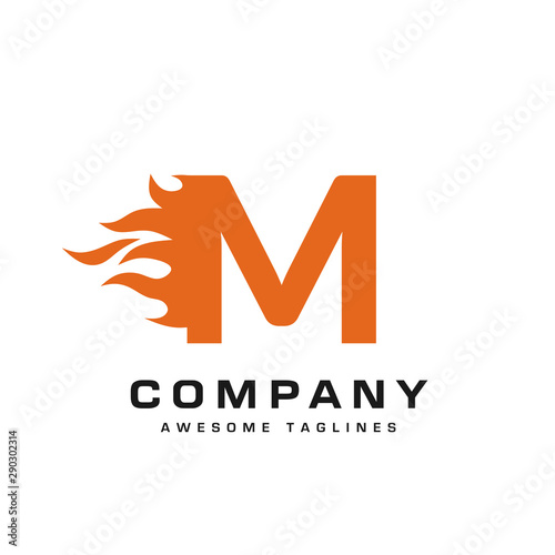 creative Letter m and fire Logo template design vector concept