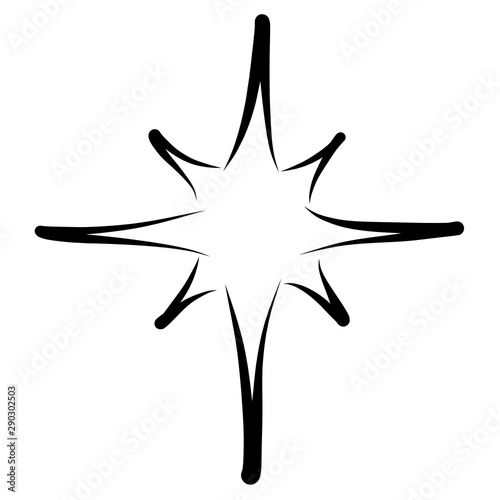 christmas star, black outline on a white background