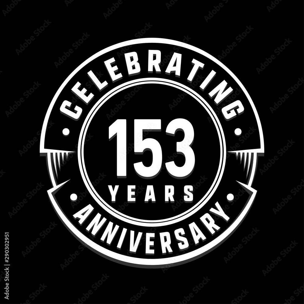 Celebrating 153rd years anniversary logo design. One hundred and fifty-three years logotype. Vector and illustration.