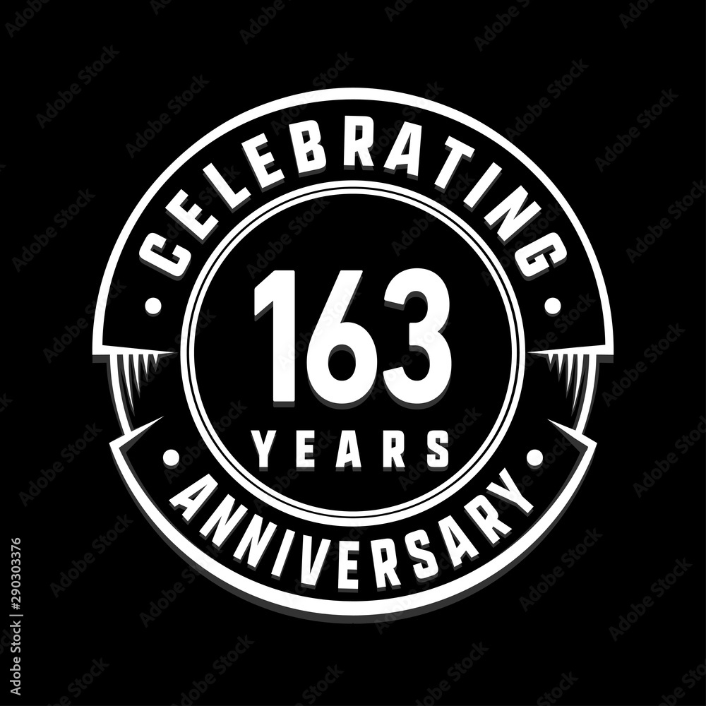 Celebrating 163rd years anniversary logo design. One hundred and sixty-three years logotype. Vector and illustration.