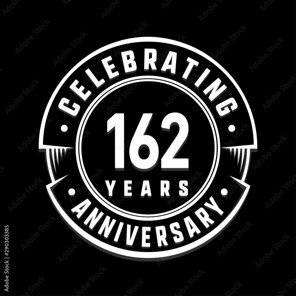 Fototapeta premium Celebrating 162nd years anniversary logo design. One hundred and sixty-two years logotype. Vector and illustration.