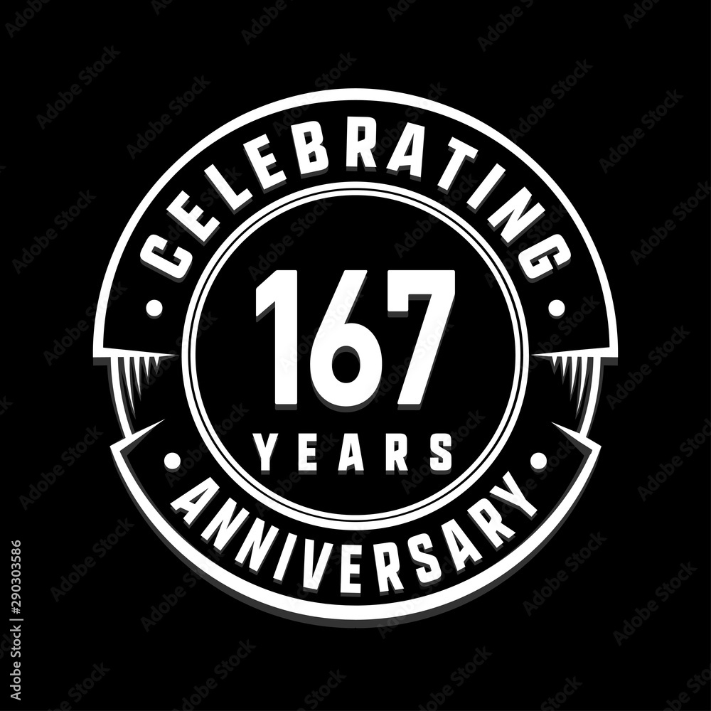 Celebrating 167th years anniversary logo design. One hundred and sixty-seven years logotype. Vector and illustration.