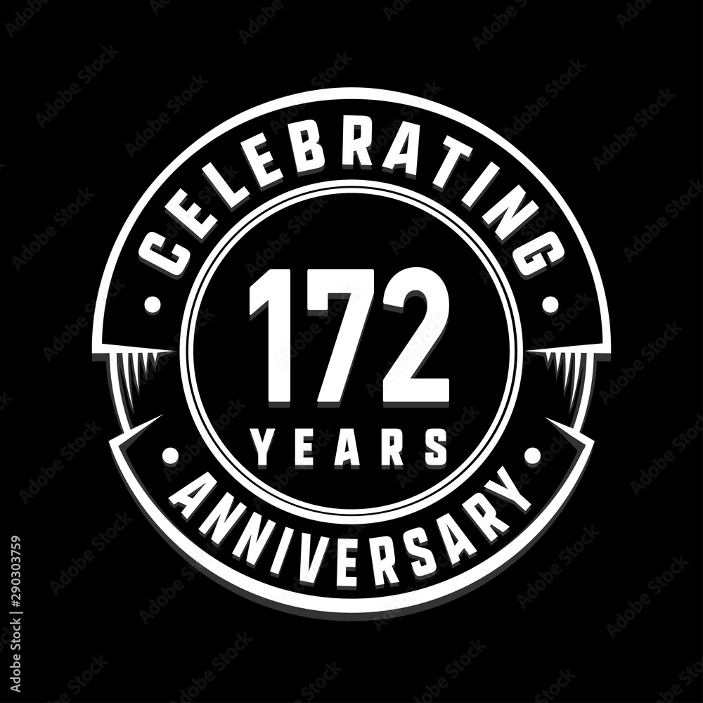 Celebrating 172nd years anniversary logo design. One hundred and seventy-two years logotype. Vector and illustration.