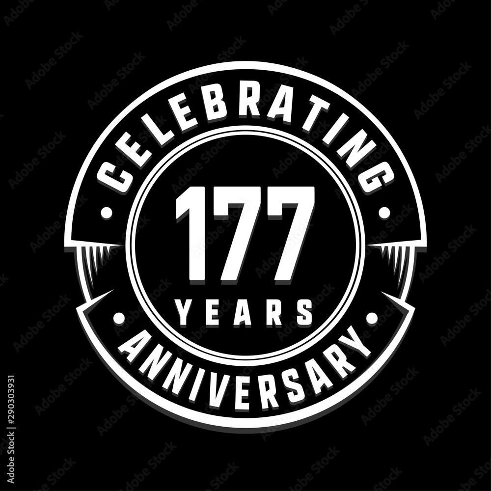 Celebrating 177th years anniversary logo design. One hundred and seventy-seven years logotype. Vector and illustration.