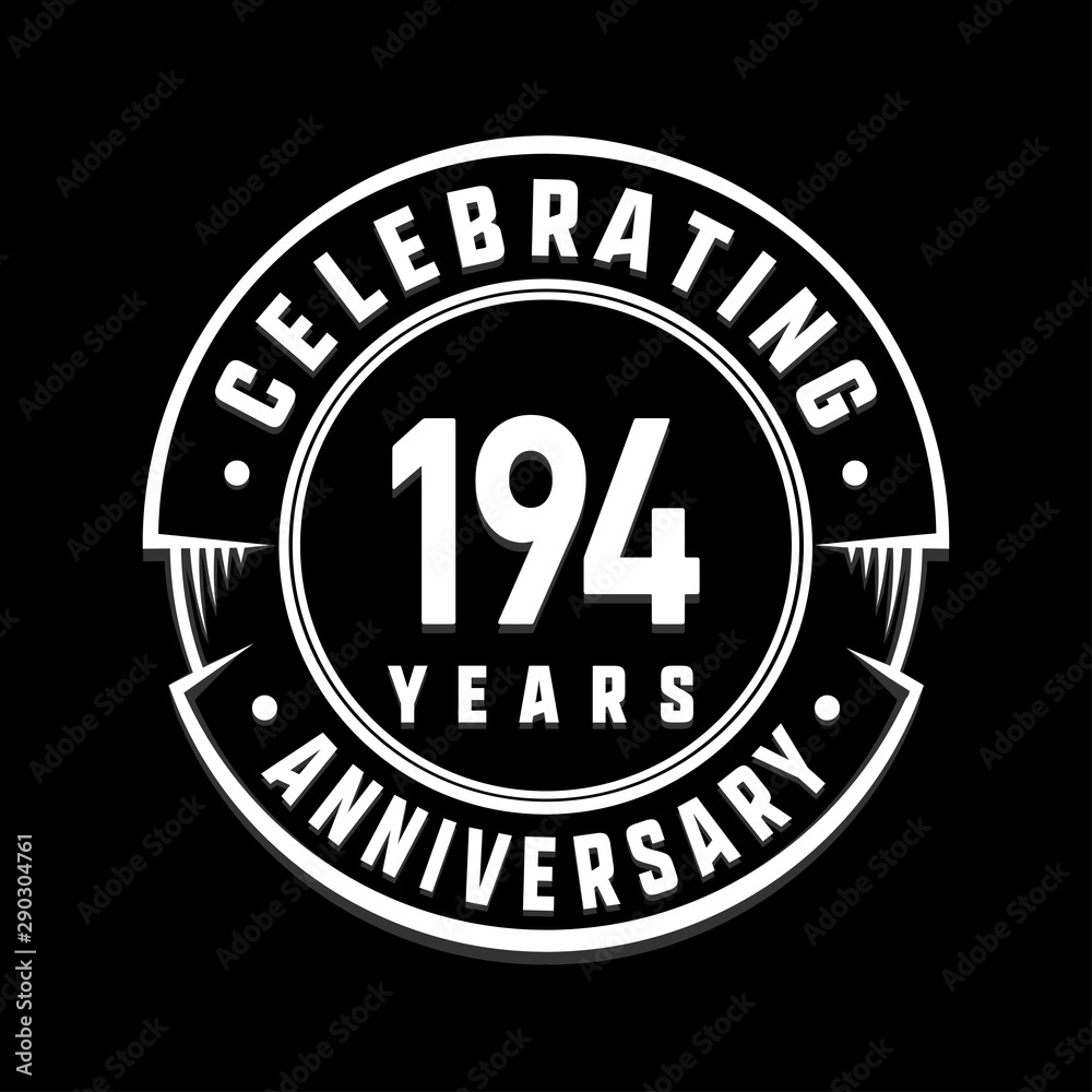 Celebrating 194th years anniversary logo design. One hundred and ninety-four years logotype. Vector and illustration.