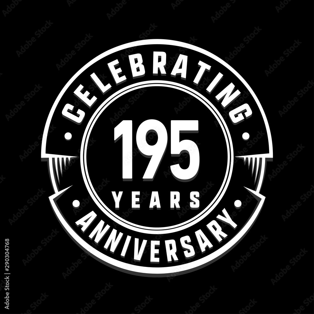 Celebrating 195th years anniversary logo design. One hundred and ninety-five years logotype. Vector and illustration.