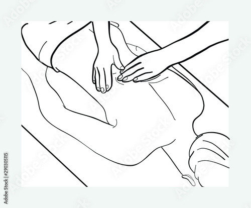 Relaxing massage at the spa. Vector image of massage, manual procedures.