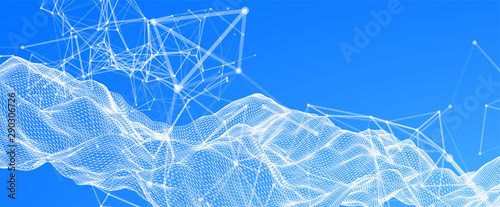 Abstract polygonal vector science background with connecting dots and lines.