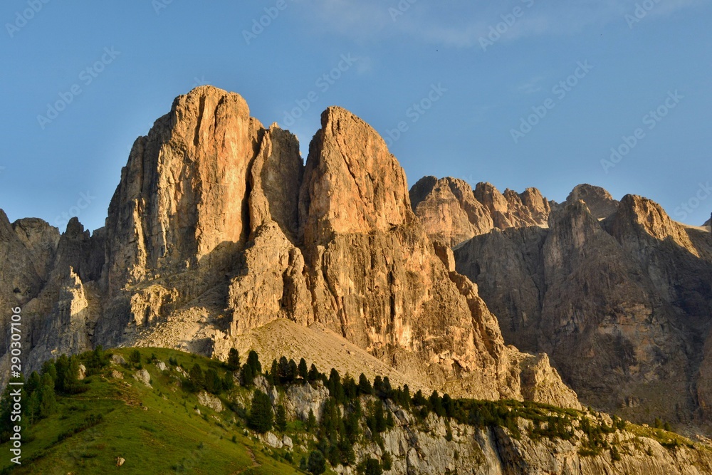 Sass dla Luesa 2603 m. A dolomite tower a short distance from Passo Gardena and belonging to the Sella Group.
