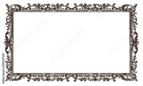 Panoramic silverframe for paintings, mirrors or photo isolated on white background