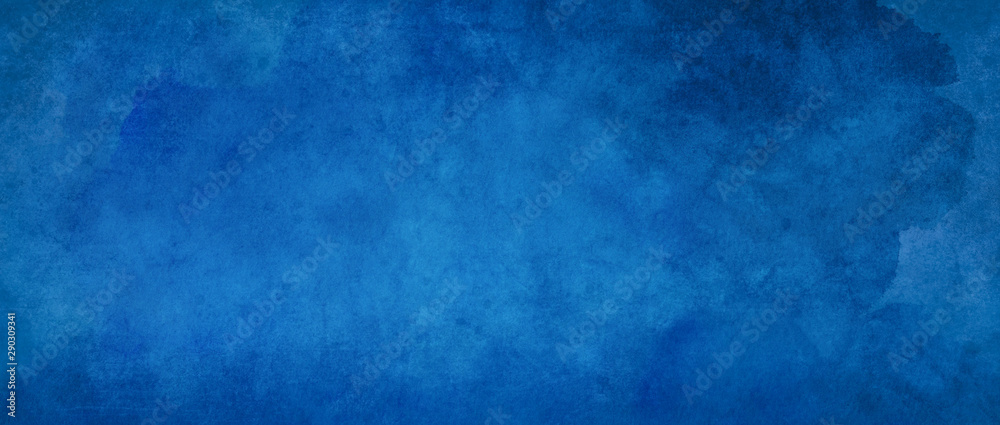 Blue background with texture and distressed vintage grunge and watercolor paint stains in elegant backdrop illustration