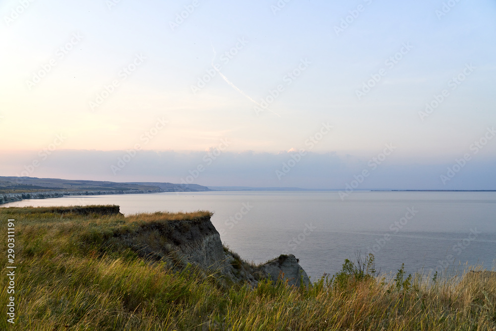 Beautiful view of Stepan Razin rock, Volga river