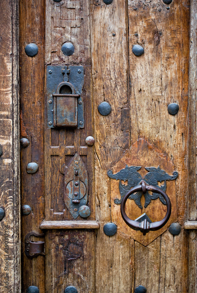 Details of old vintage wooden door.