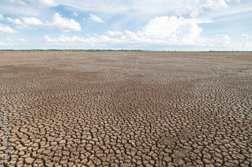 Drought of water sources. The impact of rain does not fall seasonally. Reservoir condition for drought consumption. 