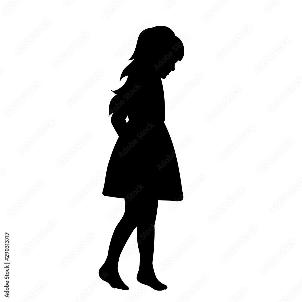 vector, isolated, little girl silhouette