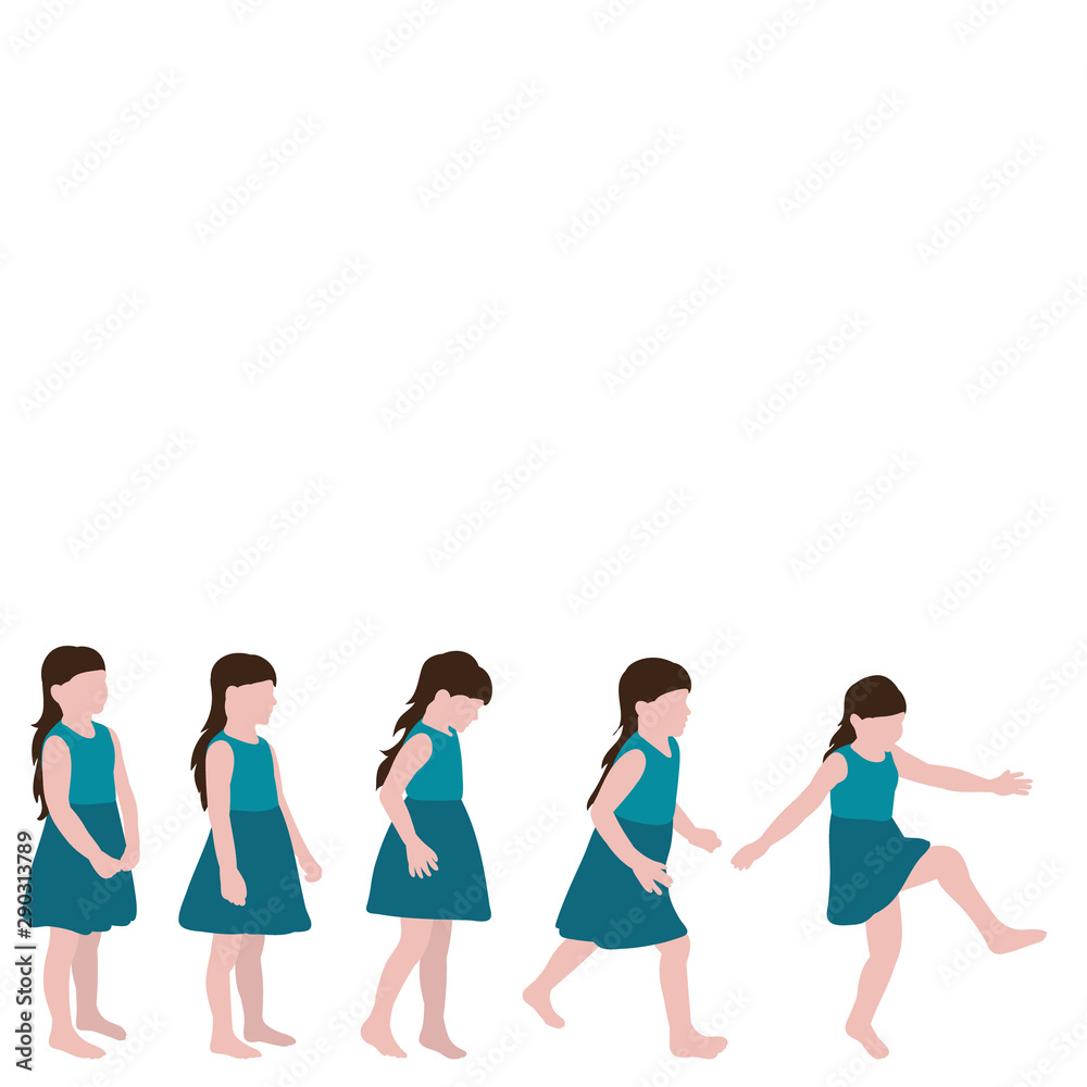 isolated, little girl without a face, in a flat style, set isolated, little girl without a face, in a flat style, set