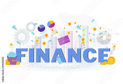 Typography finance. Financial business concept. Business metaphor.