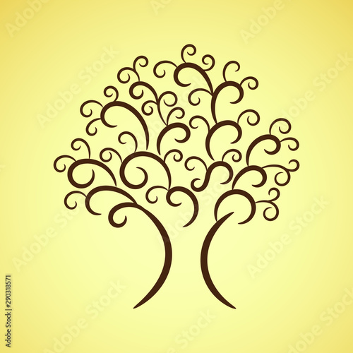 Ornate decorative  brown tree, vector