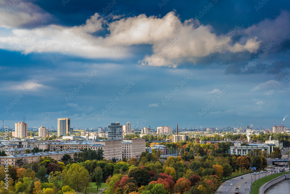 View of Saint-Petersburg and Neva river in the fall season, daytime.