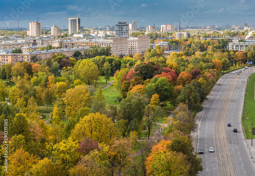 View of Saint-Petersburg and Neva river in the fall season, daytime.