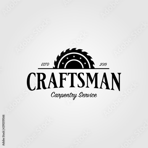 grinding craftsman carpentry vintage retro logo design illustration
