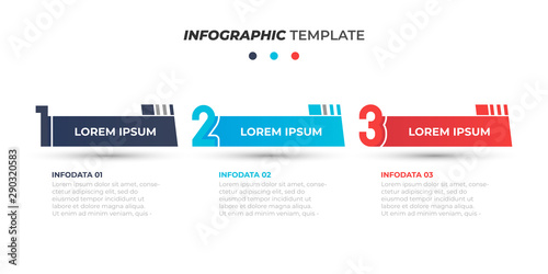 Business infographic design template for brochure, process diagram, presentations. Creative element with 3 options, number. Vector illustration.
