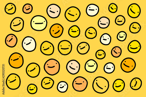 Happy cheer hand drawn vector illustration smiles in cartoon comic style