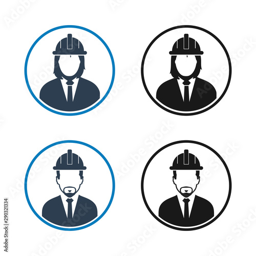 Engineer, Worker Icon Set. Flat style vector EPS.