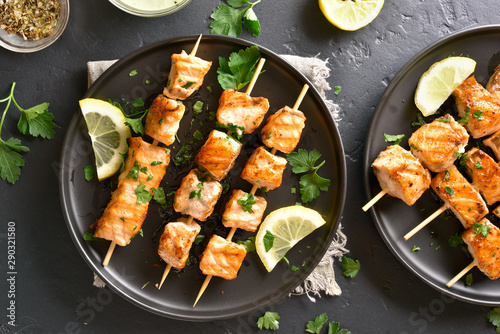 Barbecue salmon skewers