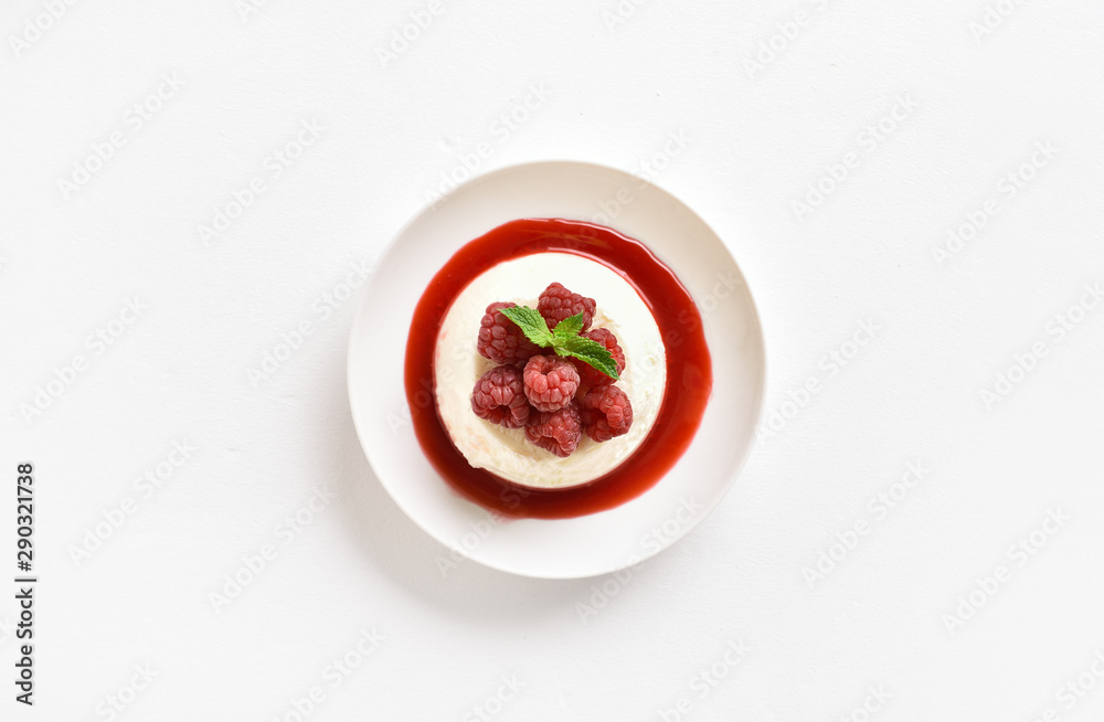 Panna cotta with fresh raspberries Panna cotta with fresh raspberries