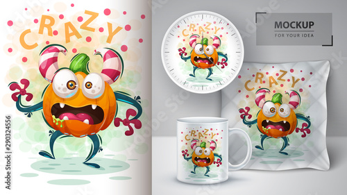 Cute pumpkin monster - mockup for your idea