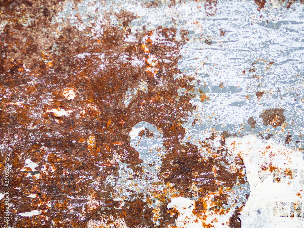 Fototapeta premium White peeled painted steel with metal rust texture