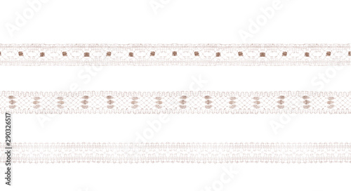 Thin lace ribbons isolated view