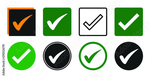 Check Mark Icon Set, Checked, Right Click Icon – Vector
